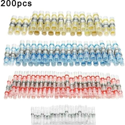200Pcs Solder Seal Wire Connectors - Heat Shrink Solder Butt Connectors - Solder Connector Kit - Automotive Marine Insulated