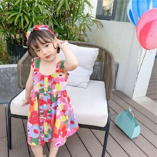 2021 Summer New Arrival Girls Fashion Floral Dress Kids Princess Cotton Dress Girl Dress