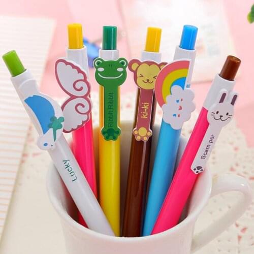 4pcs/Lot Kawaii Rainbow Animal Series 6 Design Ballpoint Pens Gift Pen Stationery Pen Office School Canetas Criativa Supplies