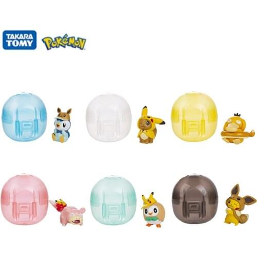 6Pcs/Set Pokemon Anime Figure Pikachu Piplup Psyduck Slowbro Owl Eevee Egg Dolls Monster Elf Ball Collection Decoration Toy GIft