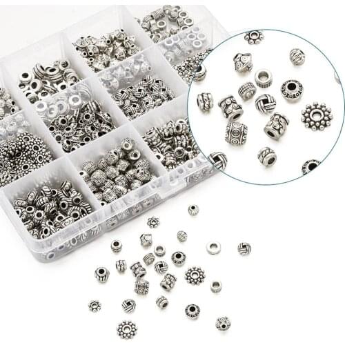 600pcs/box Antique Silver Color Metal Loose Spacer Beads Connectors Charm for Jewelry Bracelet Making