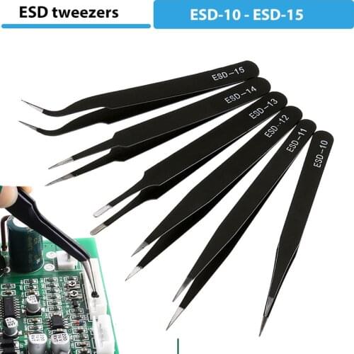 Anti-Static Stainless Steel Tweezers Electronics IC Chips Removal Tool Soldering Tweezers for iPhone Motherboard Repair Forceps