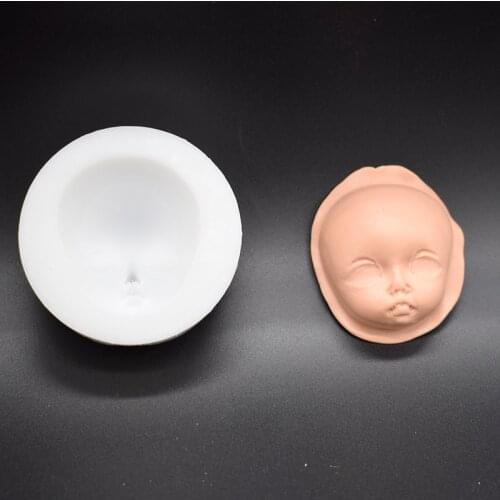 Concrete Silicone Molds 3D Cute Baby Face Design DIY Fondant Cake Anime Sculpture BJD Doll Head Mold