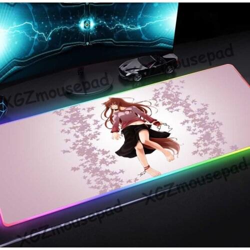 XGZ Anime Cute Fox Custom Large RGB Mouse Pad Black Lock Edge Home Fashion Computer Keyboard Desk Mat Speed Rubber Non-slip Xxl