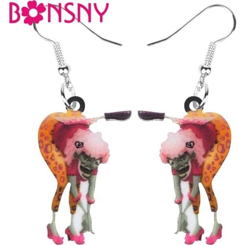 Bonsny Acrylic Halloween Anime Zombie Lady Earrings Drop Dangle Jewelry Festival Decoration For Women Girl Teen Charm Party Gift