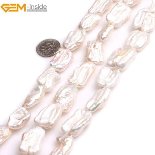 Gem-inside Natural White Pink Purple Multicolor Stick Point Biwa Freshwater Cultured Pearls Beads for Jewelry Making15'' DIY