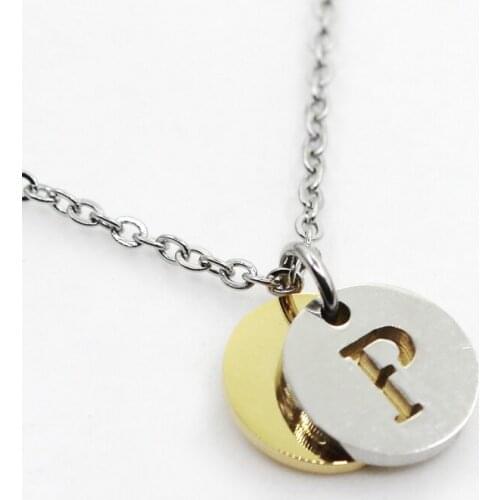 Stainless Steel Alphabet P 1pcs Initial Necklace Pendant Women Men Jewelry Stainless Steel Round Coin Letter Necklace Jewelry