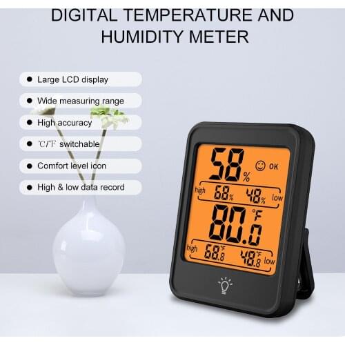 KKmoon Digital Hygrometer Thermometer Indoor Temperature and Humidity Gauge Monitor Meter with Large LCD Display forHome Bedroom