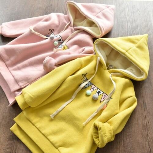 Girl Kids Sweatshirt 2018 2-10Y Baby Girls Casual Long Sleeve Soild Thicken Pullover Tops Medium Long Style