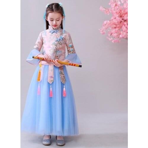 Baby Kids Long Sleeve Dresses for Girls Flower Girl Dress Princess Party Tutu Wedding Gown Children Clothing Lace Girl Frocks