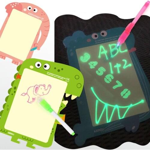 LED Luminous Drawing Board with Highlighter Graffiti Drawing Board Fun Magic Children Education Unlimited Use Gift Children toys