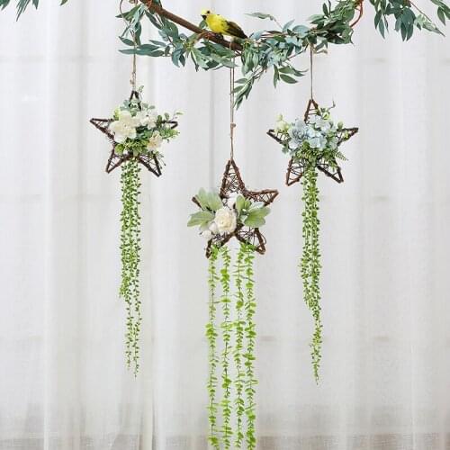 Artificial 5pointed Star Garland Home Decoration Landscape Wall Hanging Wedding Backdrops Party Garden Layout Vine Floral Wreath