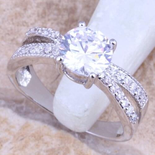 Lovely White CZ Silver Plated Ring Size 6 / 7 / 8 / 9 R1558