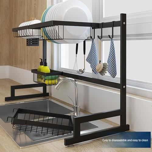 65/85cm Kitchen Organizer Stainless Steel Multifunction Dish Drying Rack Wall Storage Holder Tableware Shelf Drainer