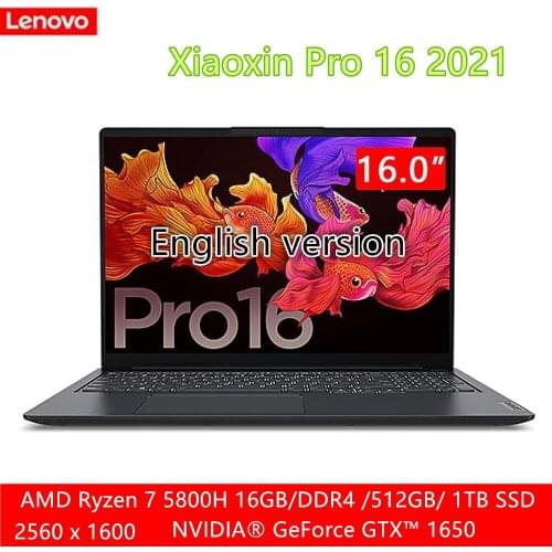 Lenovo Xiaoxin Pro 16 2021 Laptop AMD Ryzen 7 5800H 16Inch 2.5K 16GB RAM 512GB/1TB SSD Full Screen Ultrabook Notebook Win 10 Pro