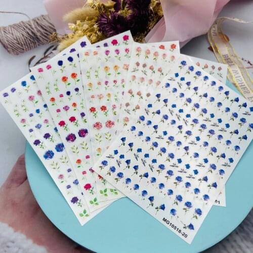 Fashion Hot Selling 3d DIY Japanese Style Nail Stickres Roses Back Glue Adhesive Dry Nail Decals Nail Art Women Girls Manicure