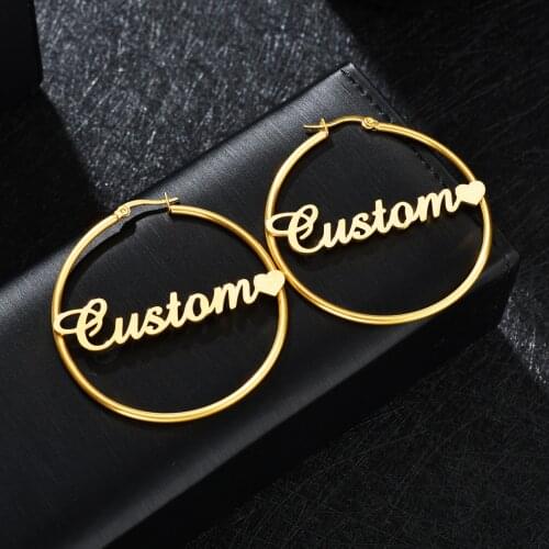 Love Heart Personalized Custom Name Earring Studs Pearl Stainless Steel Piercing Cut Letter DIY Handmade Earring Studs Jewelry