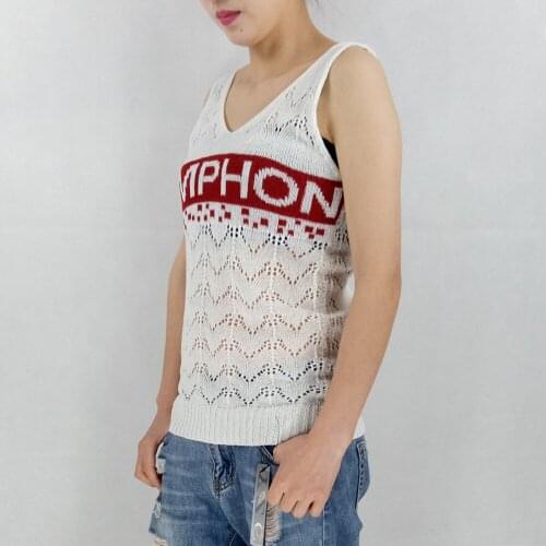 Summer Knitted Cotton Hollow Out Women Tank Tops Sleeveless Fitness Letter Print Casual Vest White Black Red Female Halter Top