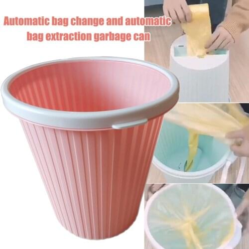 Trash Can Home Waste Bins Plastic Trash Living Room Bedroom Trash Can with Built-in Trash Bag Box Trash Can-30