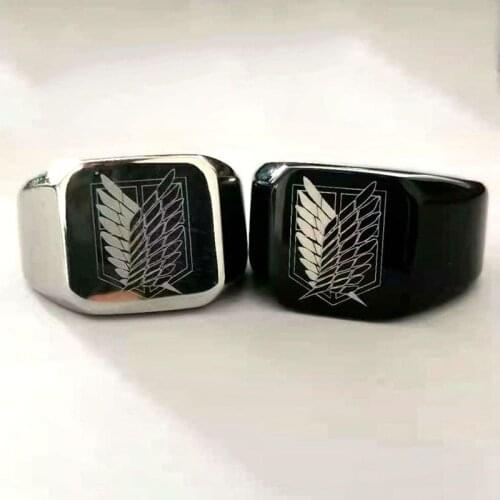 Anime Attack On Titan Titanium Stainless Steel Ring Shingeki Oo Kyojin Wings Of Liberty Finger Rings For Men Women Anime Fans