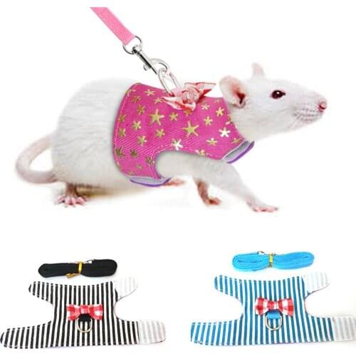 Small Pet Rabbit Harness Vest and Leash Set For Ferret Guinea Pig Bunny Hamster Puppy Bowknot Chest Strap Harness Pet Supplies
