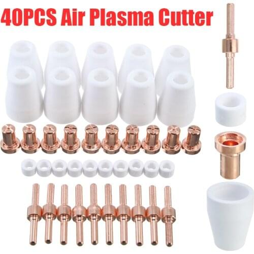 40Pcs Plasma Cutter Kit Air Plasma Cutter Consumables Nozzles Electrodes For PT-31 LG-40 Torch Plasma Cutter Cutting Accessories