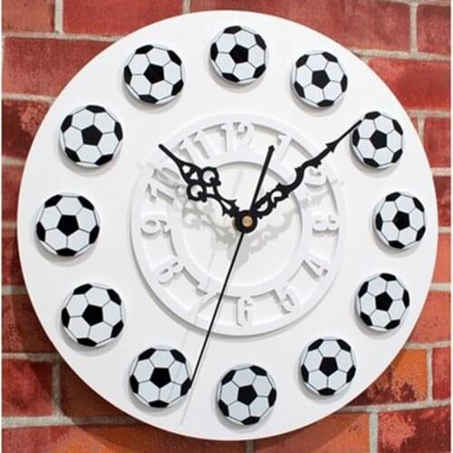 Wall Clock Soccer Ball Round Acrylic Hanging Clock Silent Non Ticking Mute Movement Modern Sport Style Room Sports Art Decor