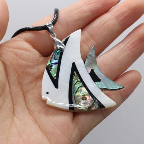 Natural Shell Necklace With Fish-Shaped Pendant Leather Cord 2MM Charms For Elegant Women Love Romantic Gift