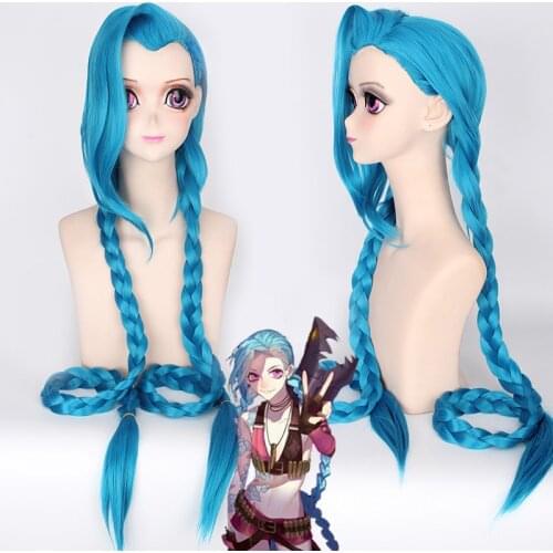 Game LOL Cosplay Wigs Jinx Cosplay Synthetic Wig Hair Halloween Carnival Party Women Anime Cosplay Wig
