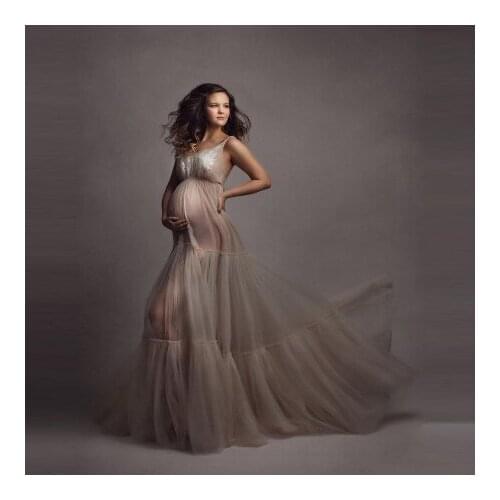 Sexy See Thru Maternity Rboes V Neck Sleeveless Lace Appliques Ruffles Plus Size Custom Made Photo Shoot Dressing Gowns