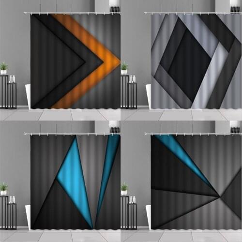 Modern Black And White Grey Geometry Shower Curtain Creative Stripe Waterproof Bath Curtains Fashion Nordic Home Bathroom Dcor