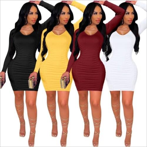 Women Autumn Winter Bandage Dress Women Outfits 2021 Sexy Long Sleeve Slim Elastic Bodycon Party Dresses Vestidos