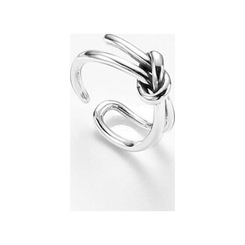 Sole Memory Creative Double Knot Geometric Personality Cute 925 Sterling Silver Female Resizable Opening Rings SRI359