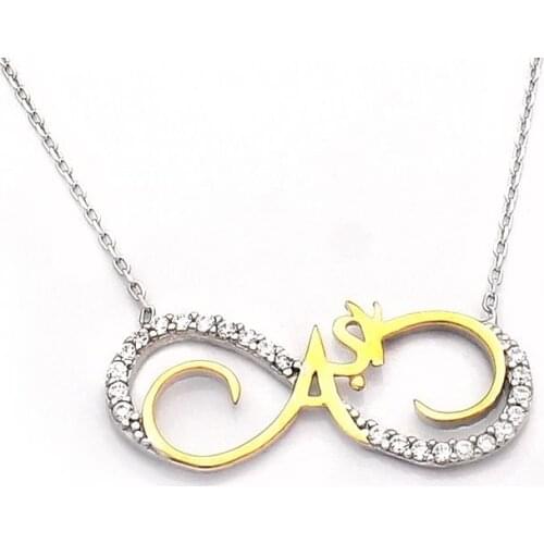 925 Sterling Silver Women Necklace with Infinity Love Design ands Zircon Stone