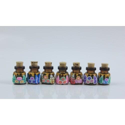 10pcs/lots 2ml Mini Glass Bottle With Cork Amber Glass Essential Oils Bottles Wish Bottles wedding Gift