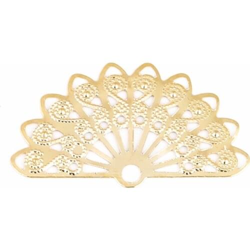 Gold/Rhodium/Bronze Color 10pcs Sector Hollow Connectors Filigree Metal Crafts DIY Accessories Charm Pendant Jewelry Making