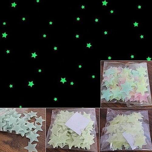 100/40Pcs 3D Glow in the Dark Stars Windows Ceiling Wall Stickers Cute Kids Room Decoration Living Home Bedroom Decor