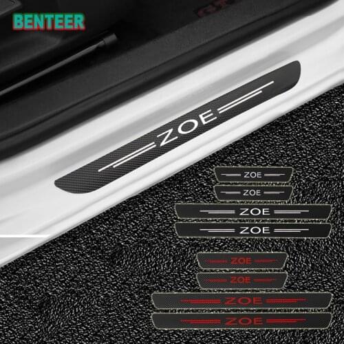 4pcs/lot NEW Carbon Fiber Car Door Sills Protector Stickers for Renault ZOE Car tyling