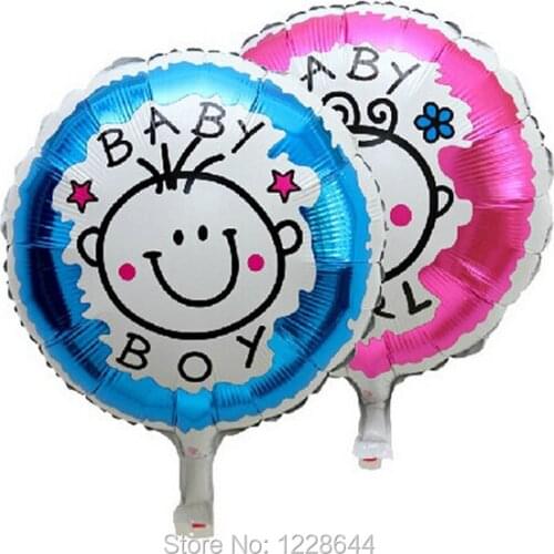 30 pcs/lot Baby shower Party supplies Baby boy Baby girl smile face foil balloons Party favors 18inch mix style wholesale