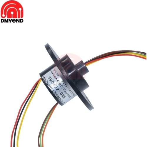 6 Channel 6 Wires Capsule Slip Ring 2A Slip Ring 22mm Mini Rotary Conductive Joint Connectors 220VAC 250 Rpm Monitor for Robot