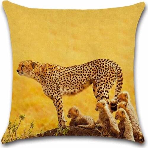 African savannah animals Cheetah cushion cover Decor car Chair seat sofa Decorative Home kids friend living room gift Pillowcase