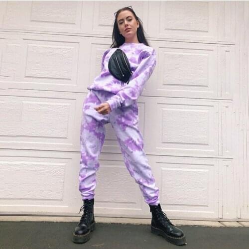 Joggers Trousers Elastic High Waist Pants Loose Capris Streetwear Hip Hop Wear Casaul Tie Dye Printed Pants Women