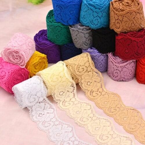 Black Elastic Lace Trim Ribbon for Sewing Apparel DIY Fabric 200x3.8cm