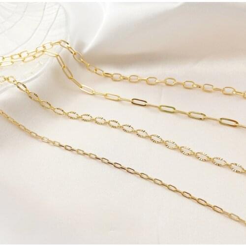 Copper-plated 18K gold-coated European rectangular thick chain flat O chain diy bracelet necklace accessories