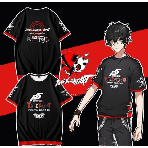 New Persona 5 T-shirt Anime JOKER t shirt Ren Amamiya Akira Kurusu Polyester Summer Short-sleeve Tees tops