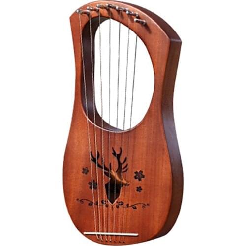 New 7-String Lyre Harp Mahogany Solid Wooden Metal Strings Stringed Instruments