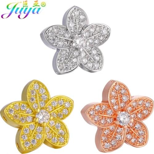 Juya DIY Copper Spacer Beads Supplies For Natural Stone Perles Jewelry Making Handmade Small Hole Flower Charm Beads Wholesale