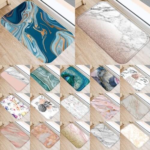 Marble Printed 40*60cm Kitchen Entrance Door Mat Coral Velvet Carpet Doormat Indoor Floor Mats Colorful Anti-Slip Rug 48267-3