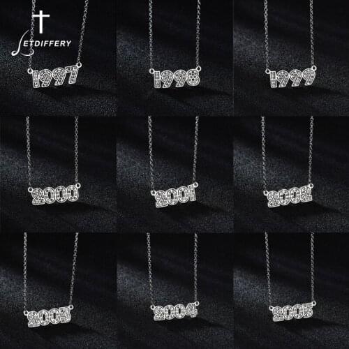 Letdiffery Gold Stainless Steel Year Necklace 1995 to 2005 Crystal Women Choker Birthday Gifts For Best Friend