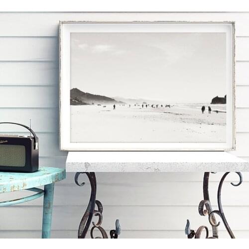 Minimalist Beach Landscape Prints Black White Canvas Poster Coastal Decor Seascape Wall Art Picture Nordic Decoration Painting